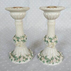 Lillian Rose Vintage Resin Floral Shabby Chic Inspired Candle Holders (Set of 2)